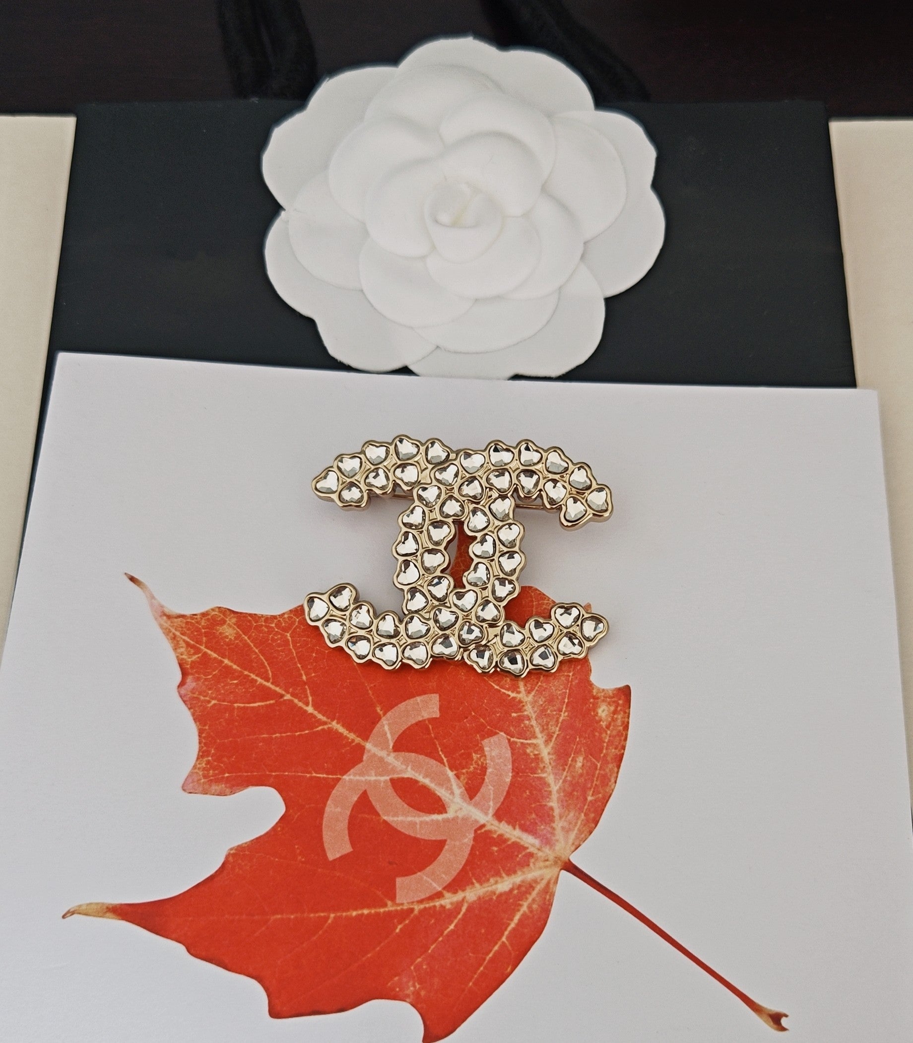 White Diamond Heart Wide Brooch