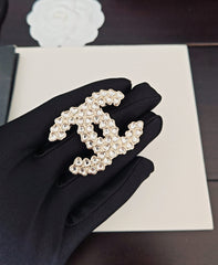 White Diamond Heart Wide Brooch