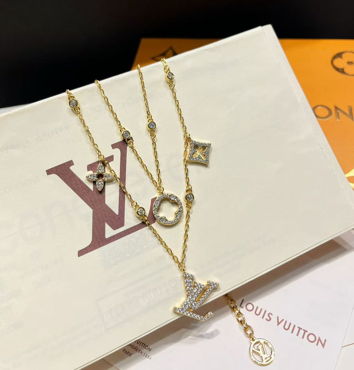 Double Diamond Floral Necklace