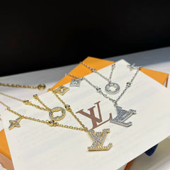Double Diamond Floral Necklace