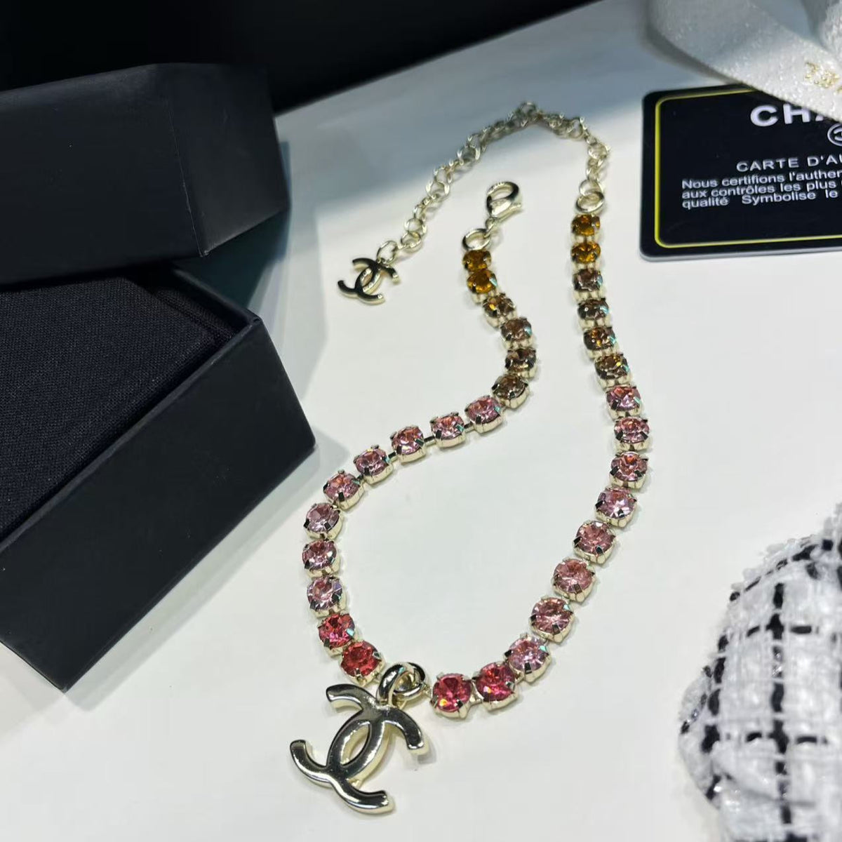 Colorful gradient diamond necklace