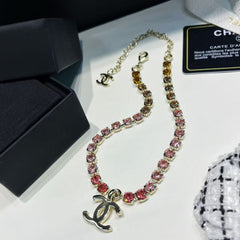 Colorful gradient diamond necklace