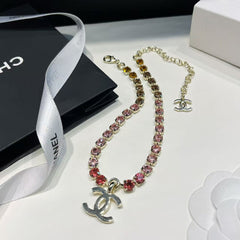 Colorful gradient diamond necklace