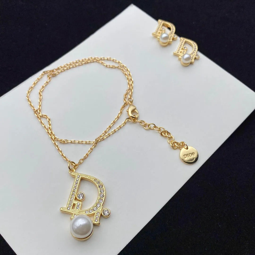 Pearl Earrings and Necklace Set