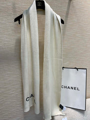 Cashmere Double Embroidered Vertical Knit Scarf
