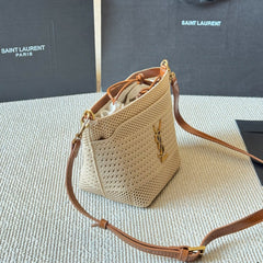 Fashion Raffia Gold Label Woven Small Bag