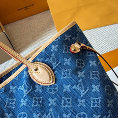 Denim embossed medium shopping bag