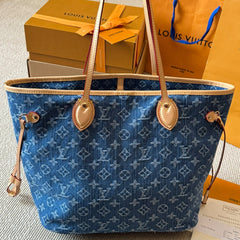 Denim embossed medium shopping bag