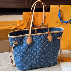 Denim embossed medium shopping bag