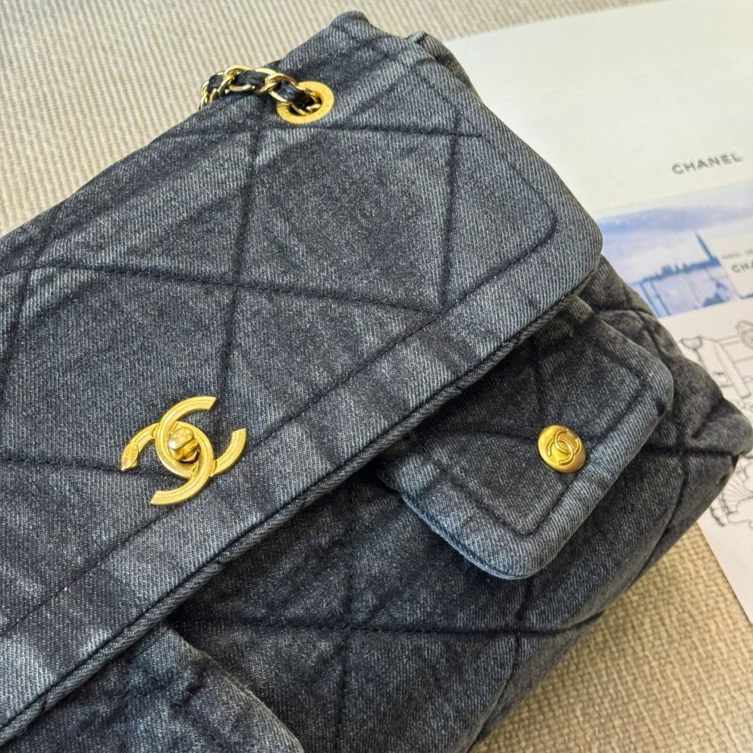 Denim Chiffon Fabric Vintage Bag
