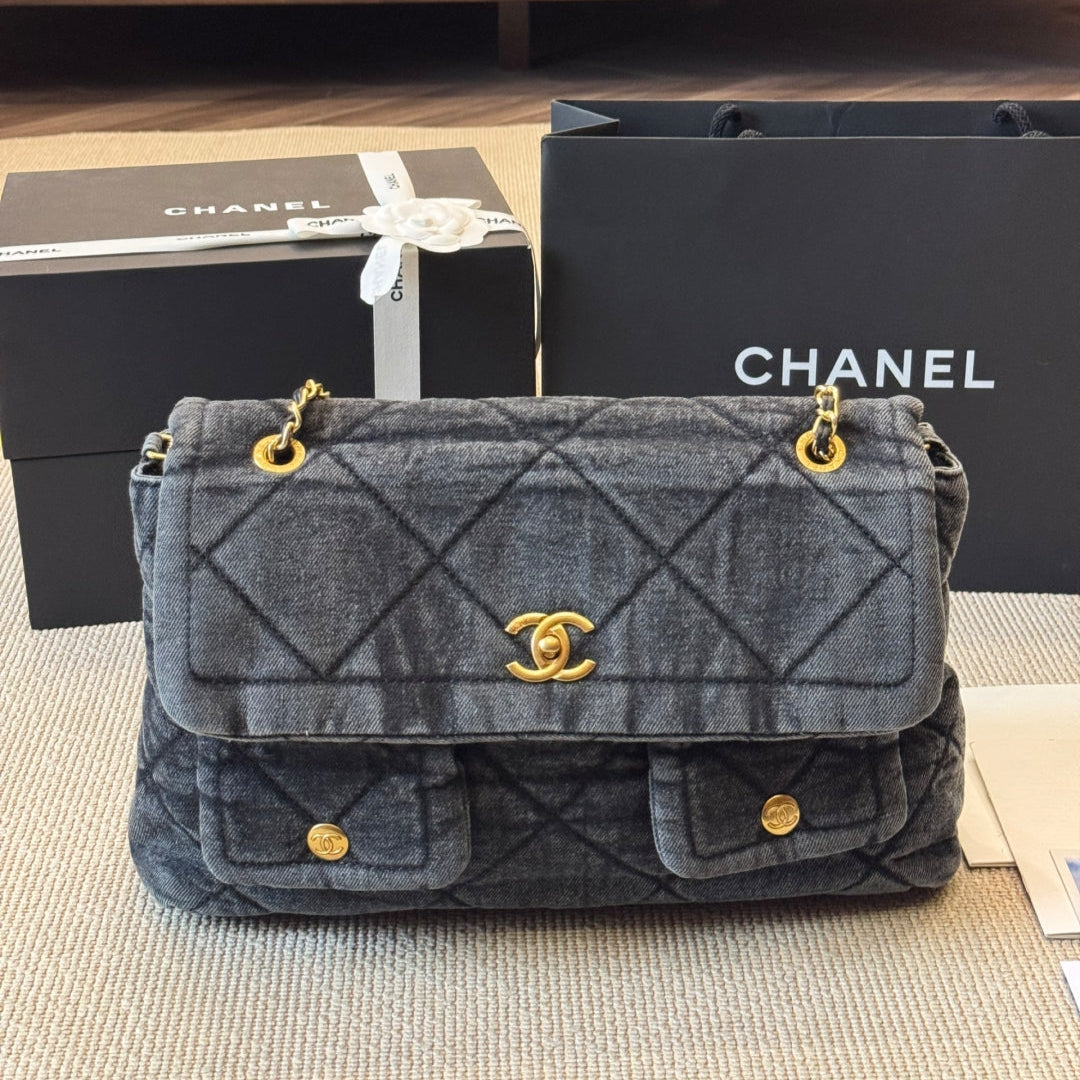 Denim Chiffon Fabric Vintage Bag