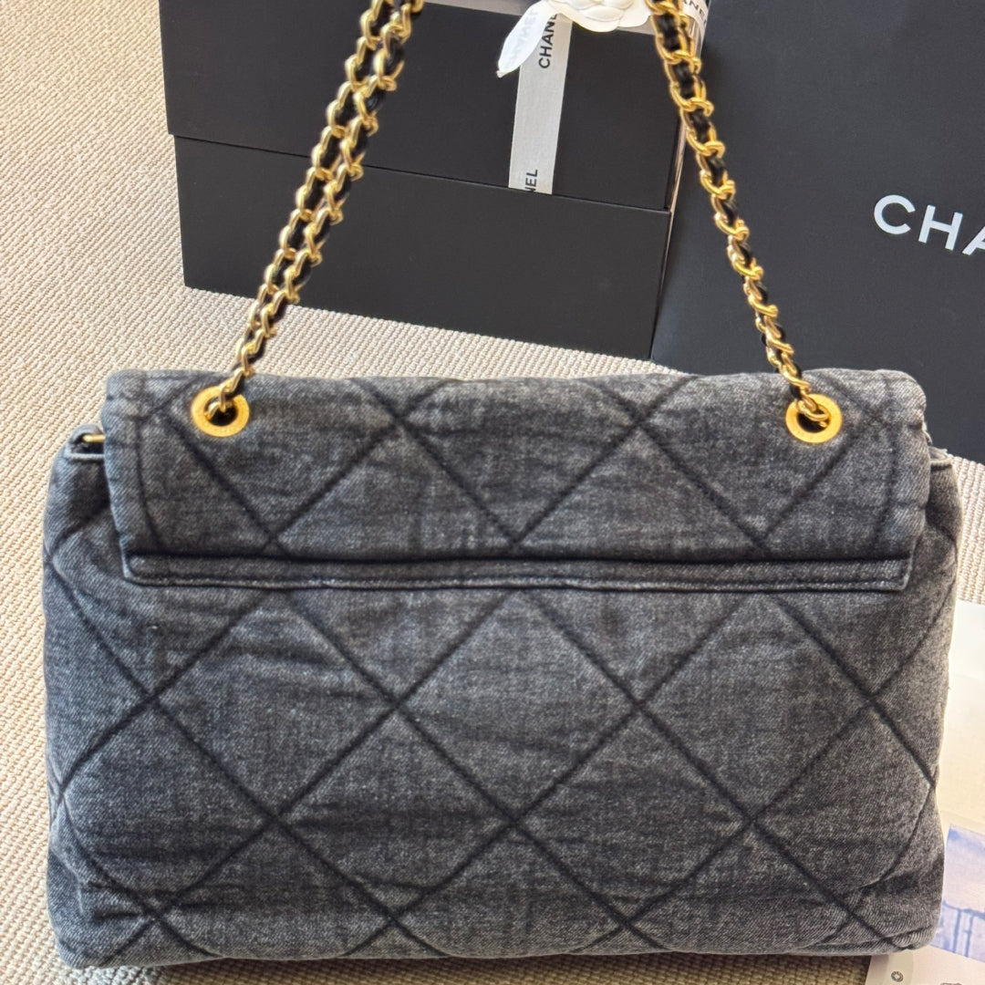 Denim Chiffon Fabric Vintage Bag