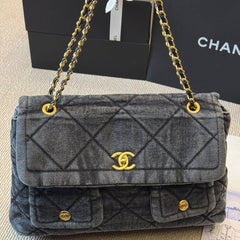 Denim Chiffon Fabric Vintage Bag