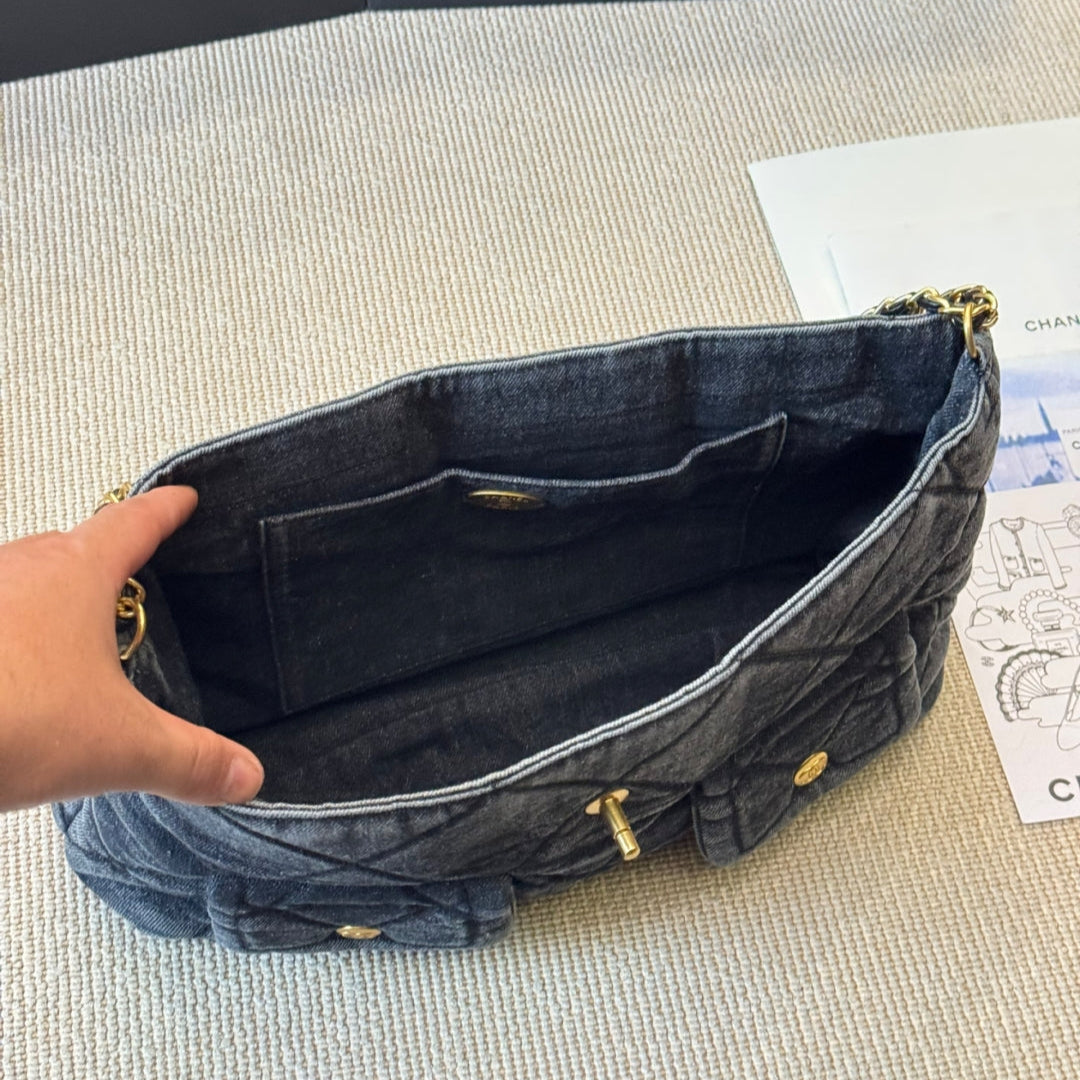 Denim Chiffon Fabric Vintage Bag