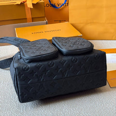 Fashion Men's Embossed Black Messenger Bag