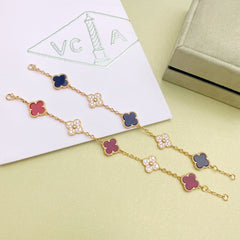 Classic Four-Leaf Clover Diamond Colorblock Bracelet
