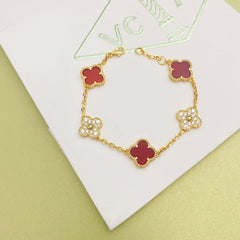 Classic Four-Leaf Clover Diamond Colorblock Bracelet
