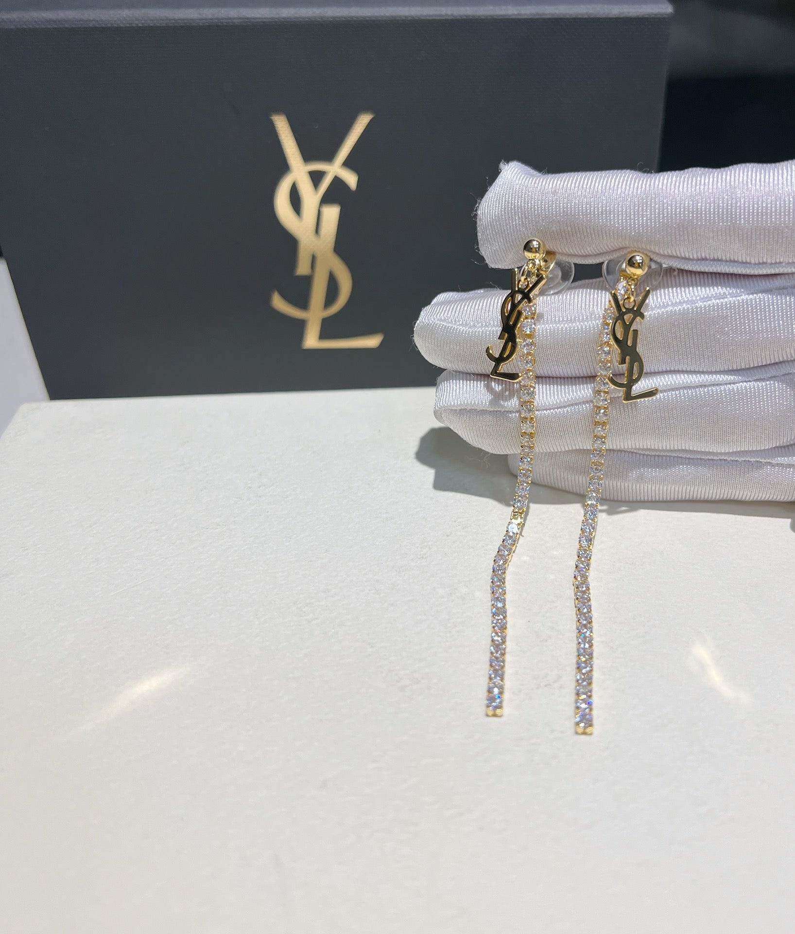 Sparkling Diamond Tassel Earrings + Necklace Set