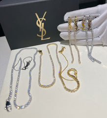 Sparkling Diamond Tassel Earrings + Necklace Set