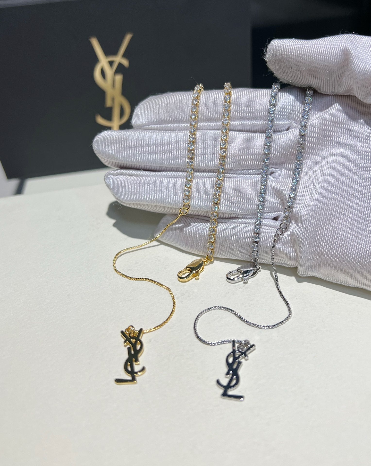 Sparkling Diamond Tassel Earrings + Necklace Set