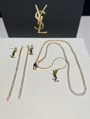 Sparkling Diamond Tassel Earrings + Necklace Set