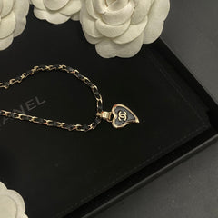 Heart-shaped Metal and Leather Necklace