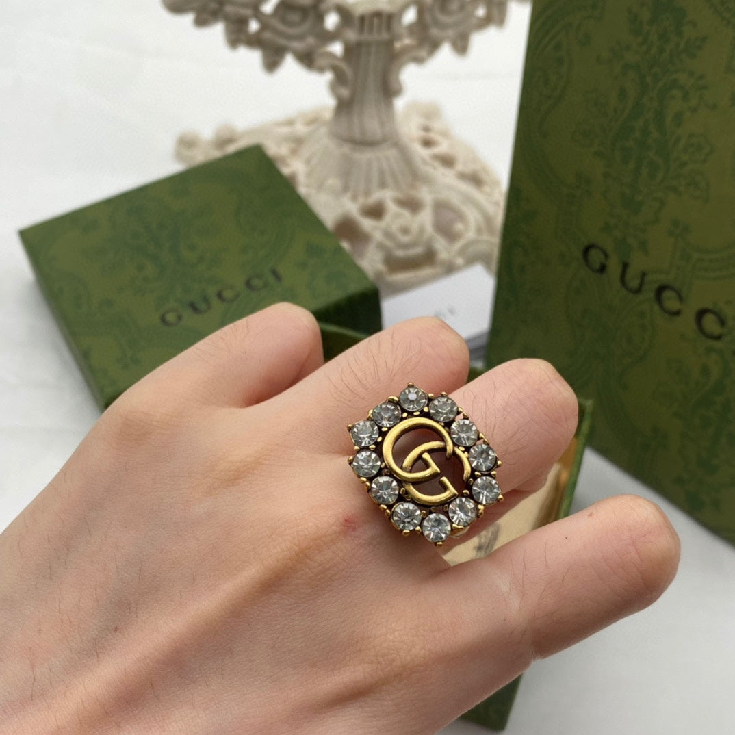 Vintage Diamond Hollow Open Ring