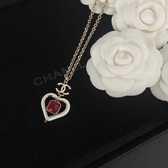 Red Gemstone Heart Hollow Necklace