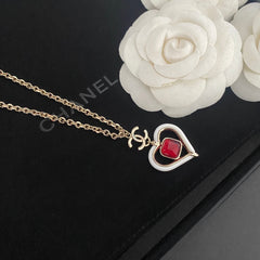 Red Gemstone Heart Hollow Necklace