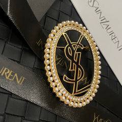 Oval Pearl Letter Brooch