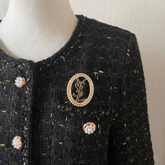 Oval Pearl Letter Brooch