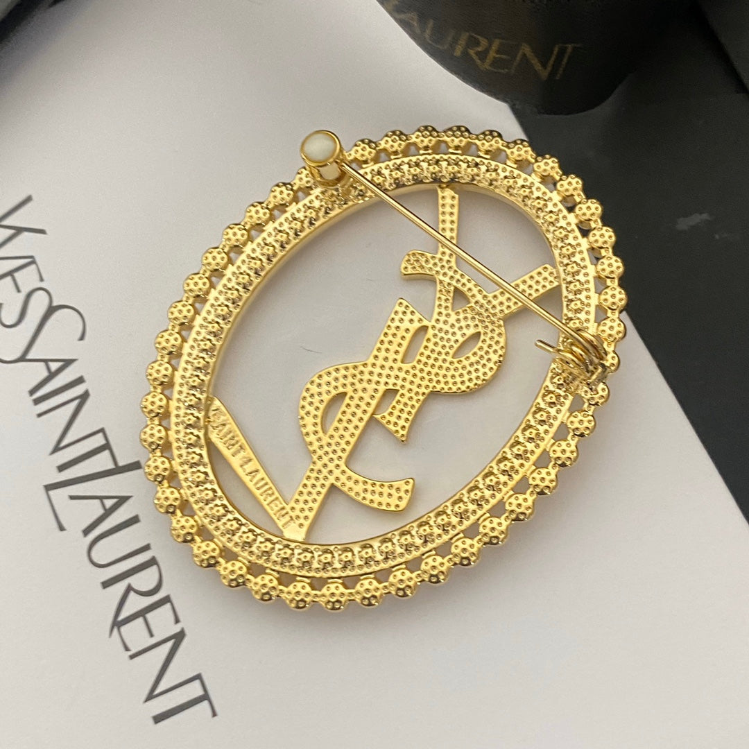 Oval Pearl Letter Brooch