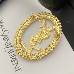 Oval Pearl Letter Brooch