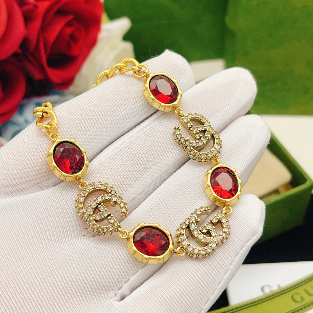 Double Diamond Ruby Bracelet