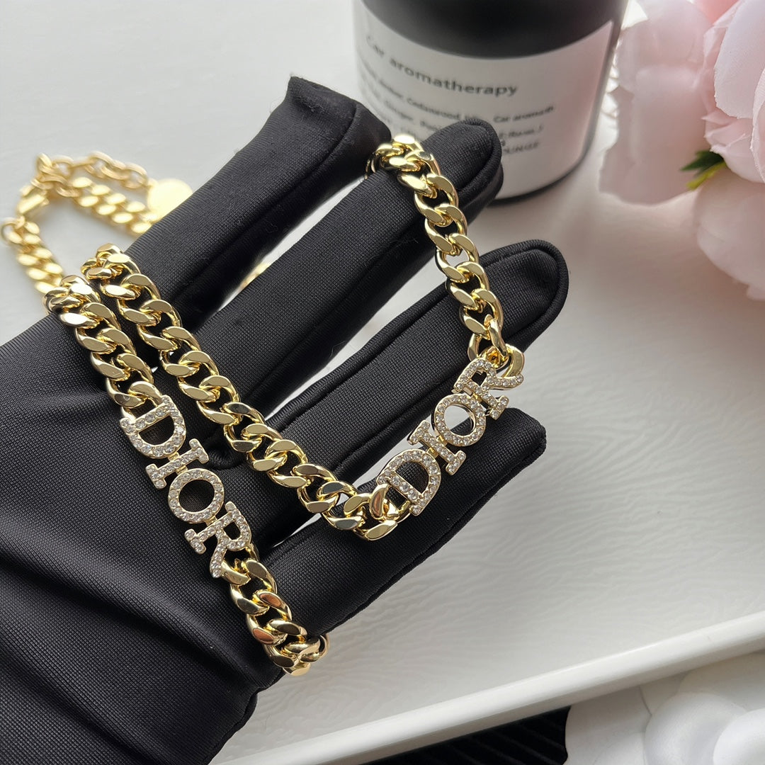 Crystal letter bracelet and necklace