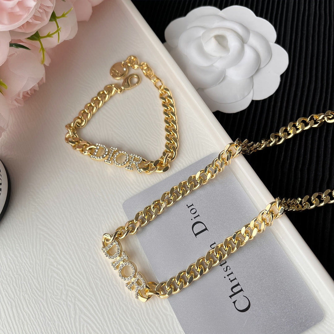 Crystal letter bracelet and necklace