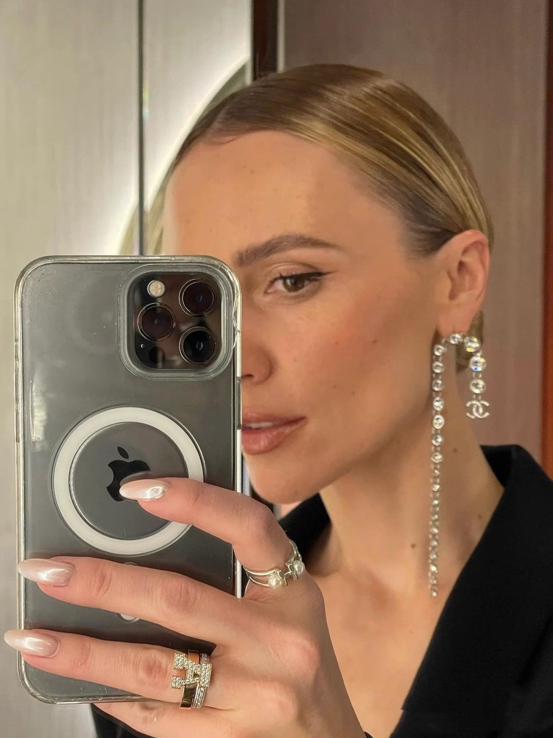 Long crystal earrings
