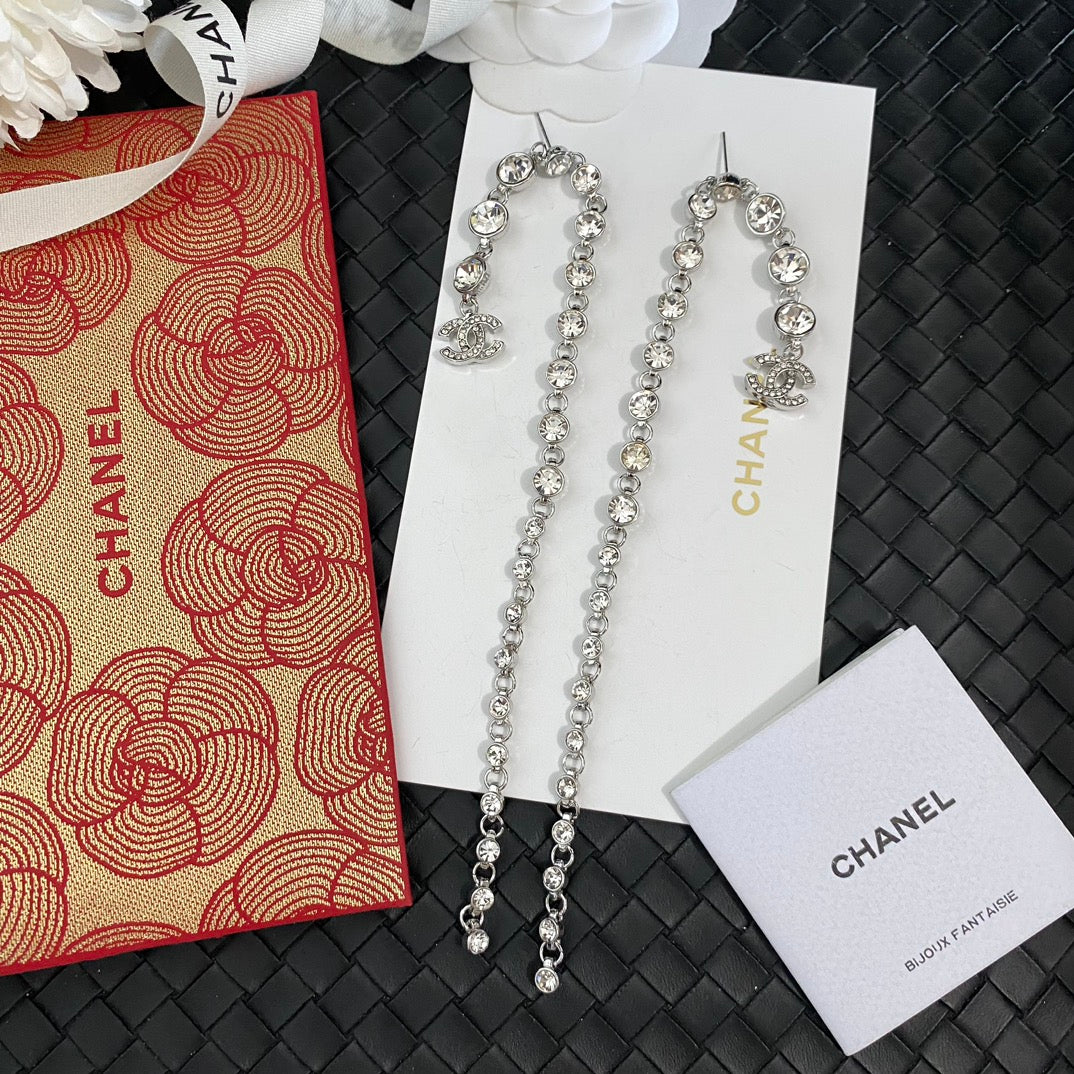 Long crystal earrings