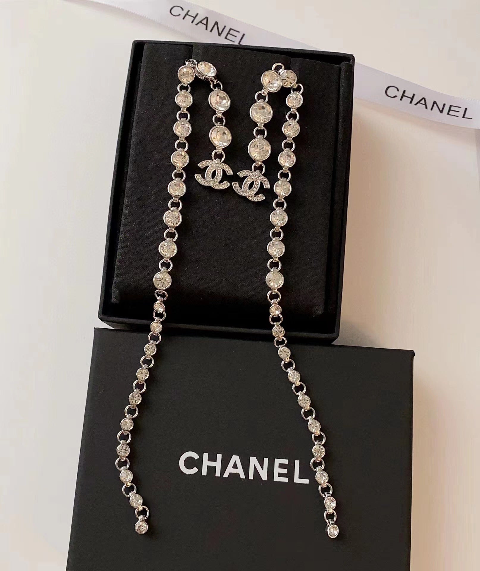 Long crystal earrings