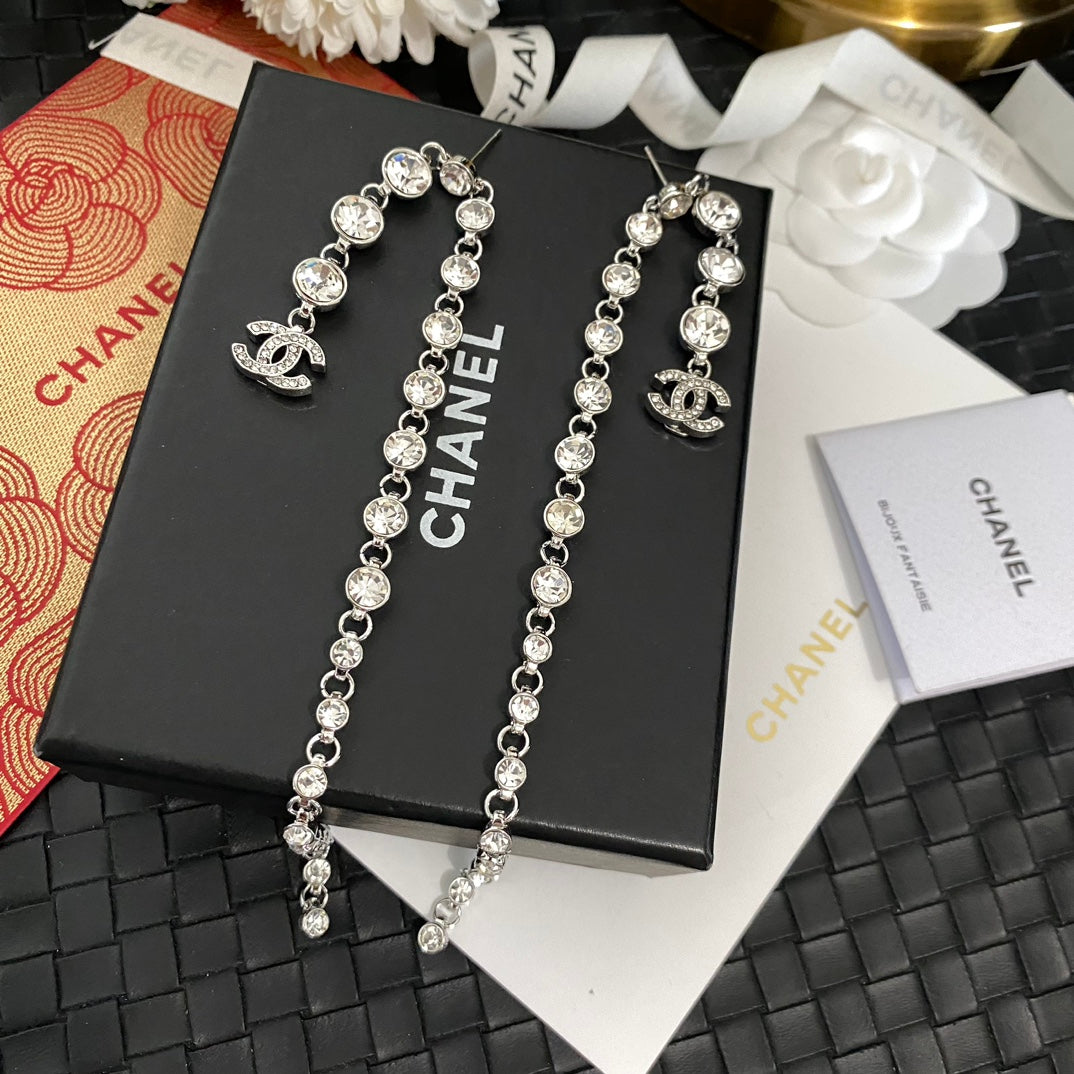 Long crystal earrings