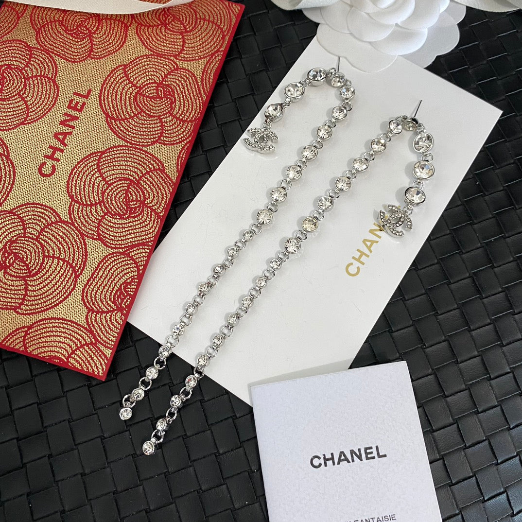 Long crystal earrings