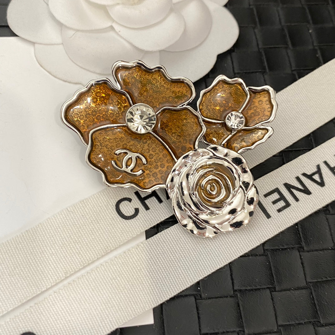 Enamel Flower Brooch
