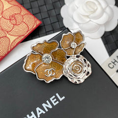 Enamel Flower Brooch