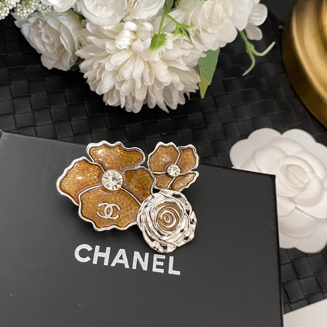 Enamel Flower Brooch