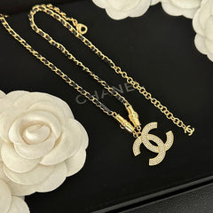 Gold Pendant Metal Leather Necklace