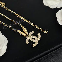 Gold Pendant Metal Leather Necklace