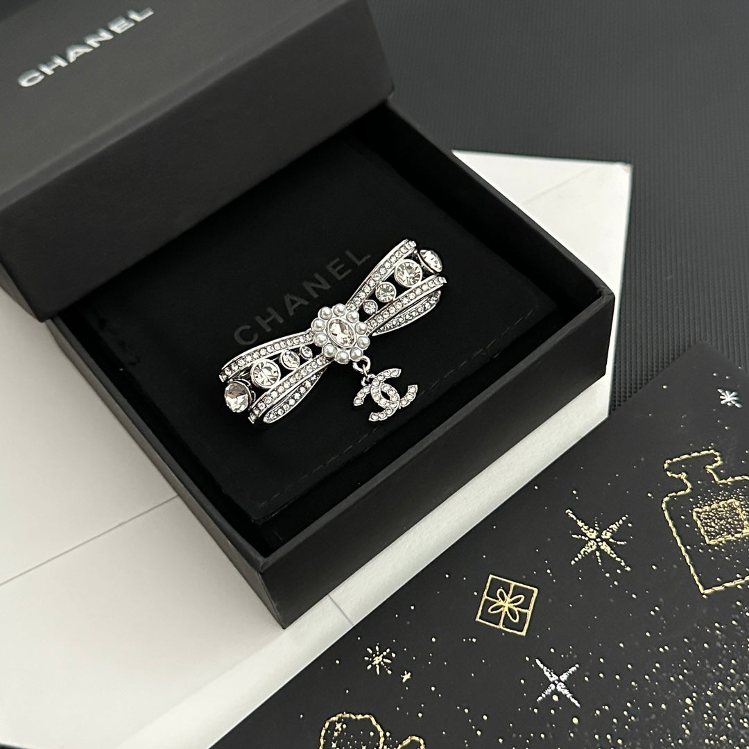 Full Diamond Bow Brooch