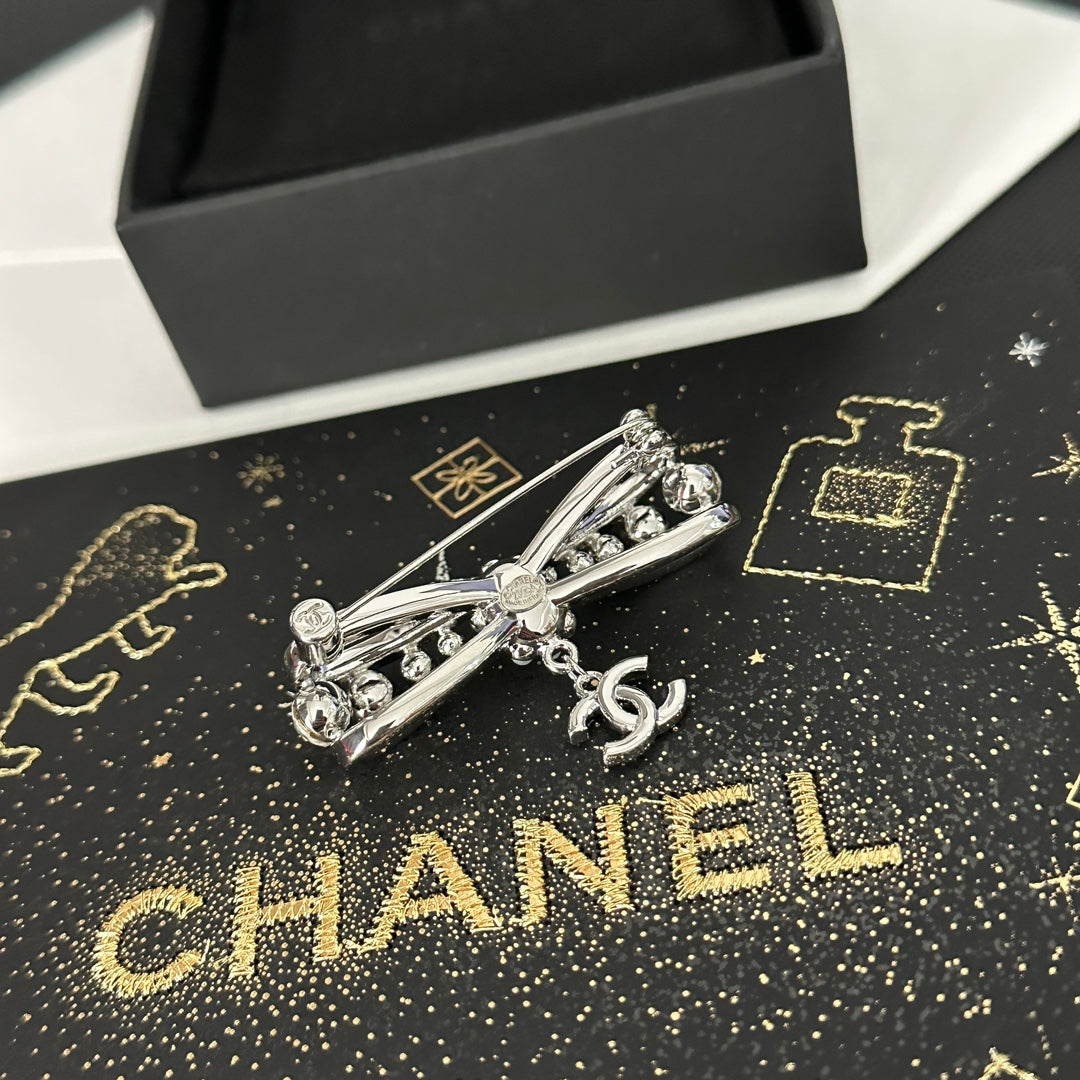 Full Diamond Bow Brooch