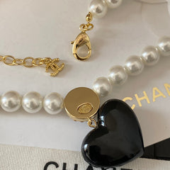 Heart pearl earrings & necklace