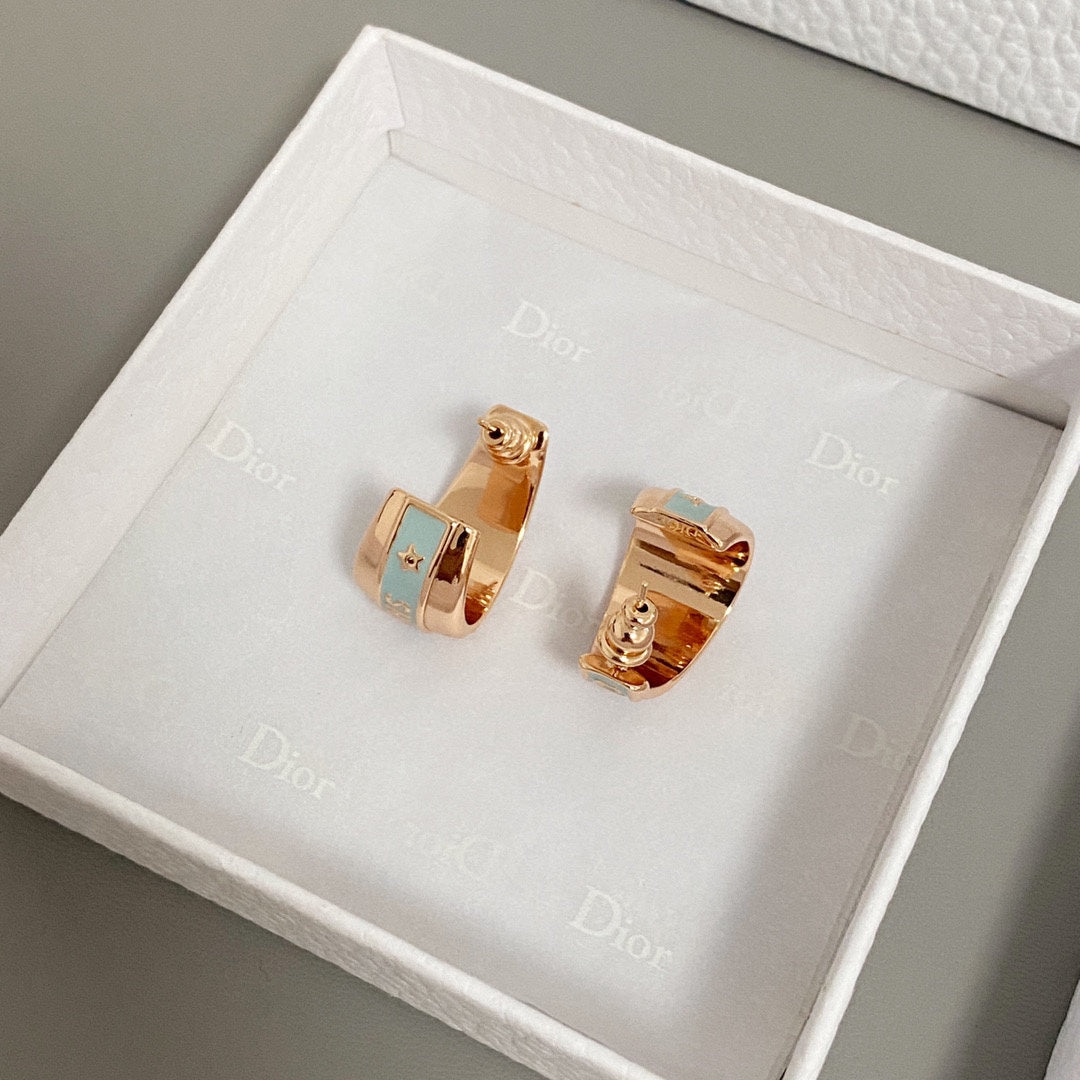 Rose Gold Oil Drop Letter Earrings